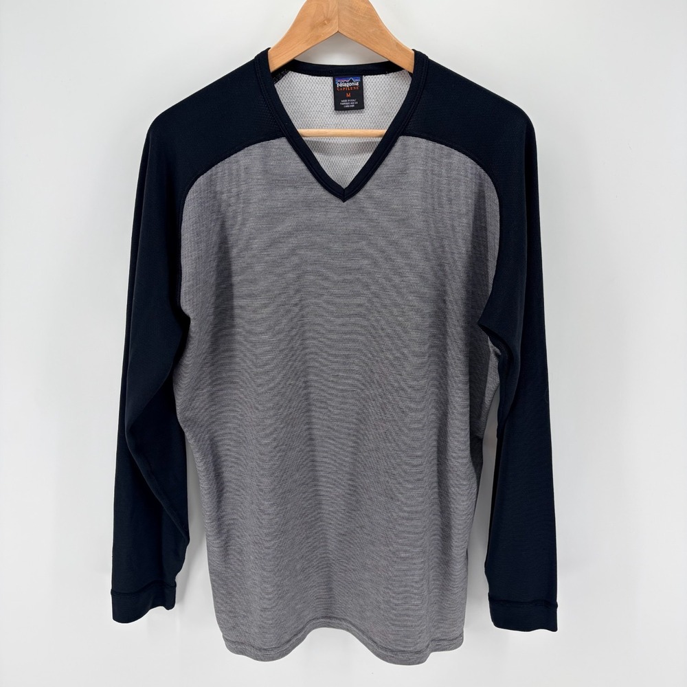 Vintage Patagonia Capilene V Neck Base Layer Waffle Knit Made USA Mens M